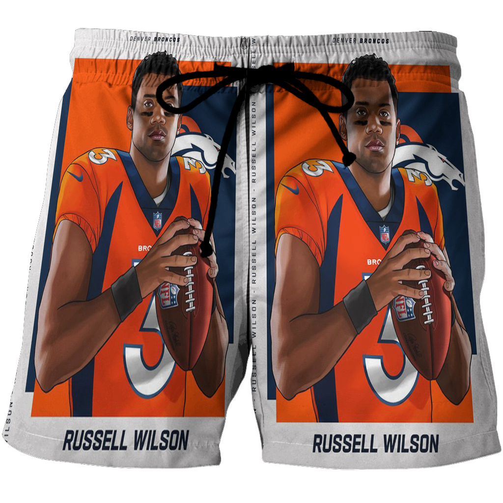 Denver Broncos Russell Wilson1 3D All Over Print Summer Beach Hawaiian Short