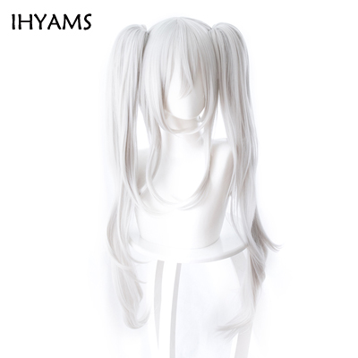 Azur Lane Cosplay Wig 80cm Silver White Long Heat Resistant Synthetic Wig Azur Lane Vampire Wig Halloween + Wig Cap alx