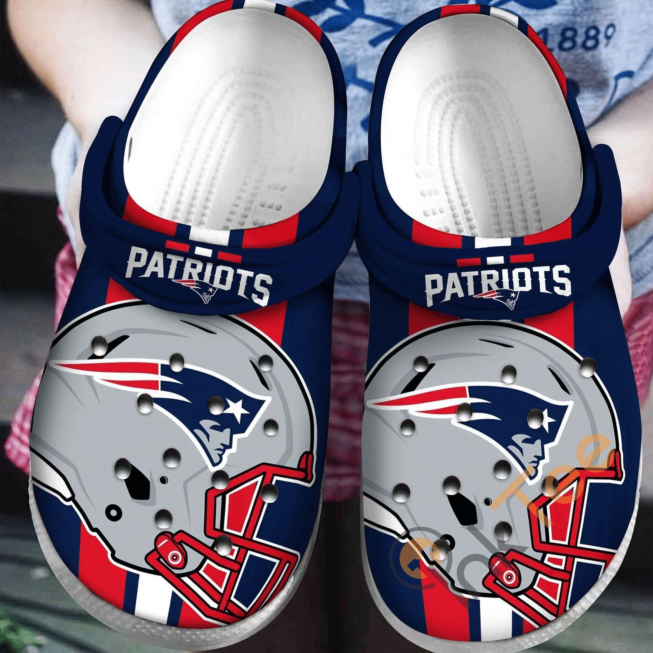 New England Patriots Football Helmet Crocs Crocband Clog Comfortable Water Shoes