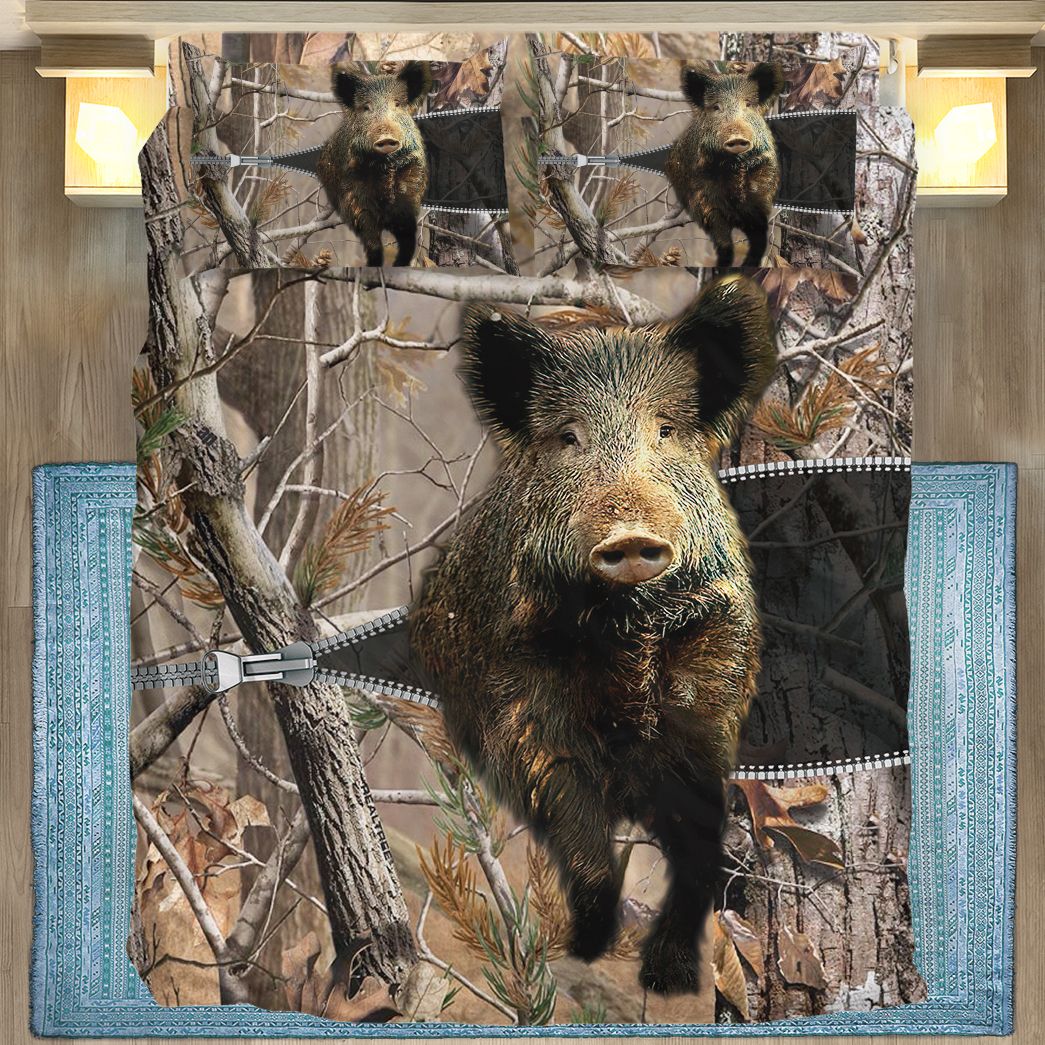 Casepring 3D Boar Zipper Custom Bedding Set