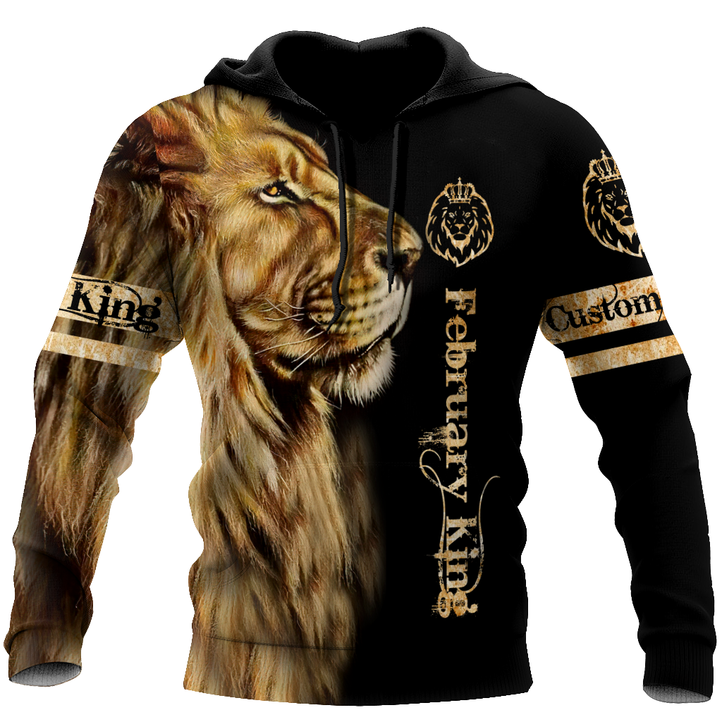 Custom Name February King Lion  3D All Over Printed  Unisex Shirt