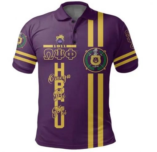 Omega Psi Phi 1911 Crest Hbcu Royal Purple Polo Shirt