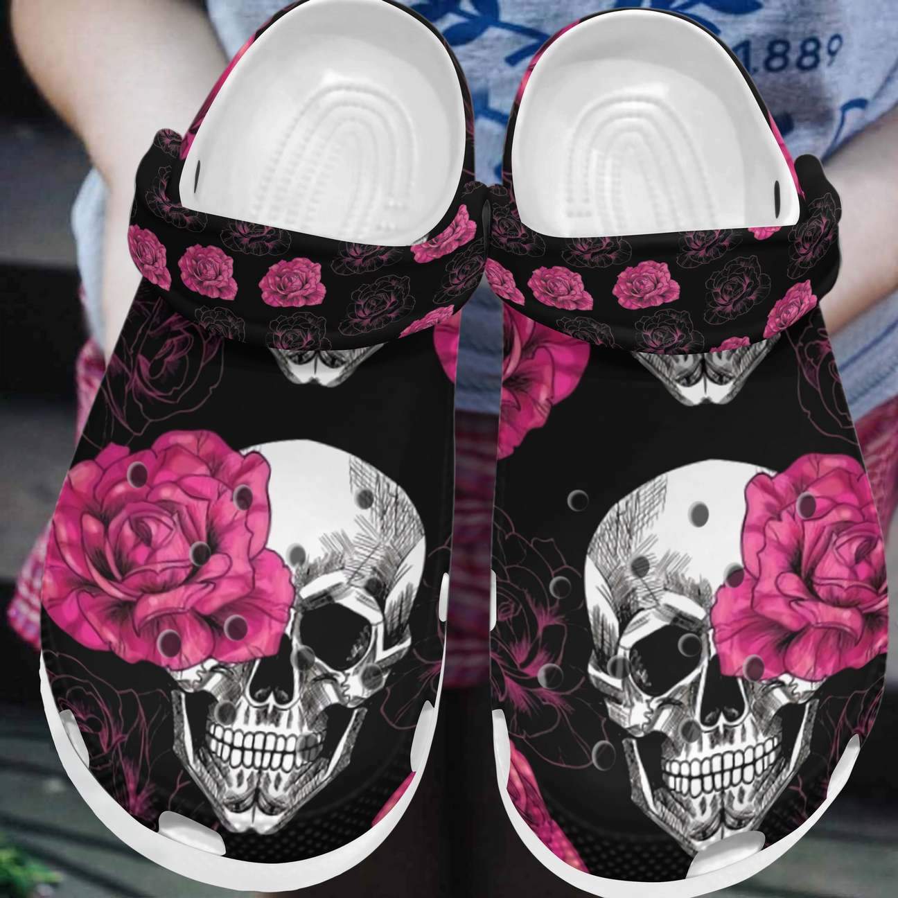 Skull Personalized Clog, Custom Name, Text, Color, Number Fashion Style For Women, Men, Kid, Print 3D The Love Addict