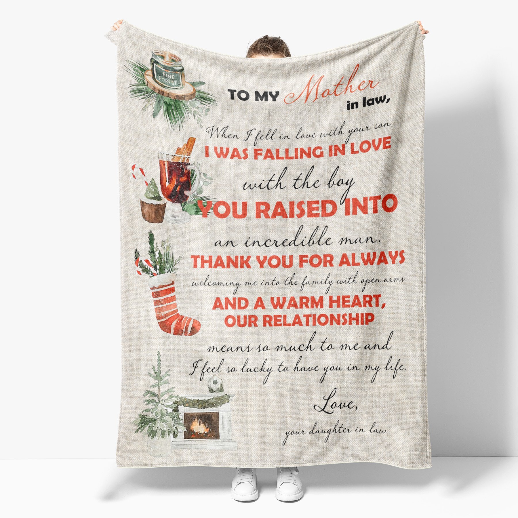 You Raised Into An Incredible Man Fleece Blanket – Quilt Blanket, Meaningful Gift, Mother’S Day Gift From Daughter In Law To Mom, Home Decor Bedding Couch Sofa Soft And Comfy Cozy