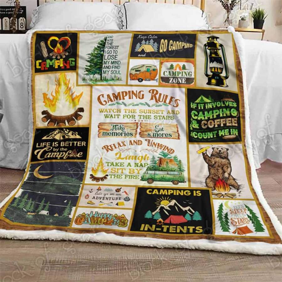 Wozoro Quilt Blanket Camping Rules Make Memories Eat More Laugh Sit By Campfire Twin Queen King Size