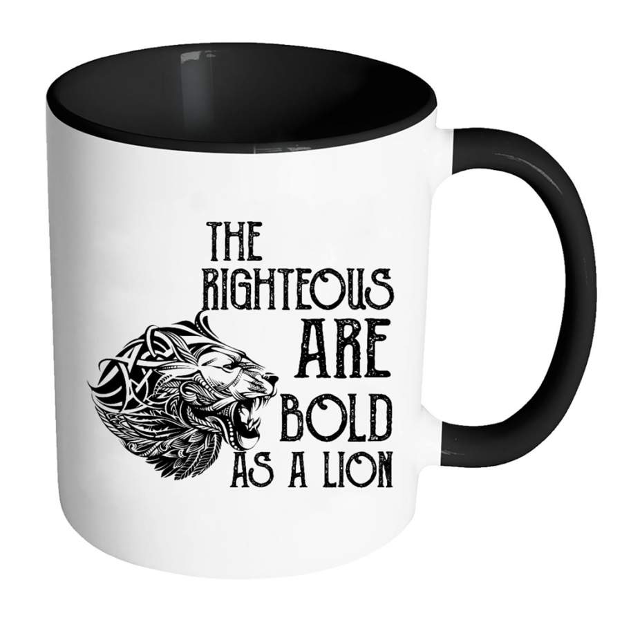 The Righteous Are Bold As A Lion (w) – Full-Wrap Coffee Colors Accent Mug