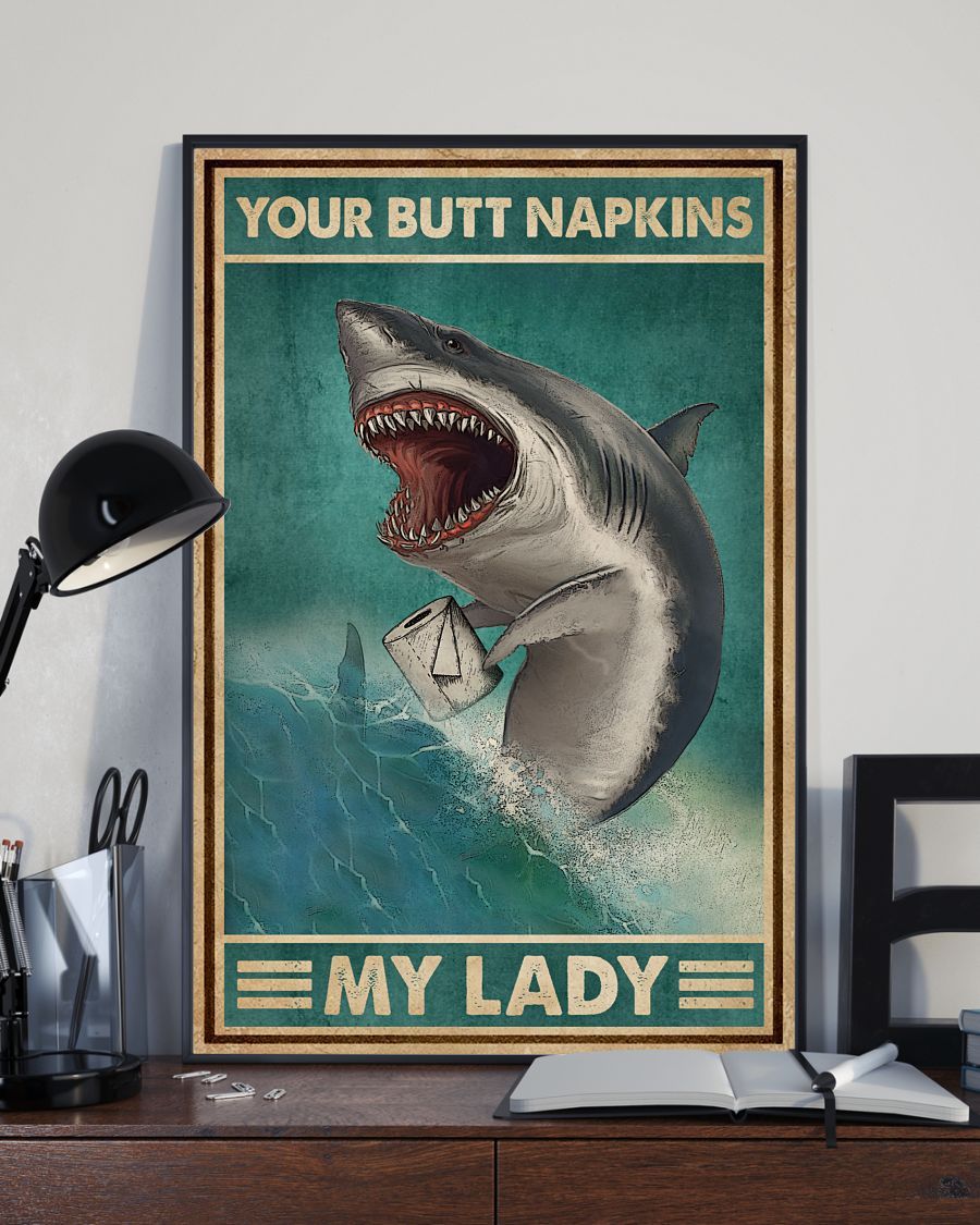 Shark Your Butt Napkins My Lady Vertical Poster/ Matte Canvas No Frame