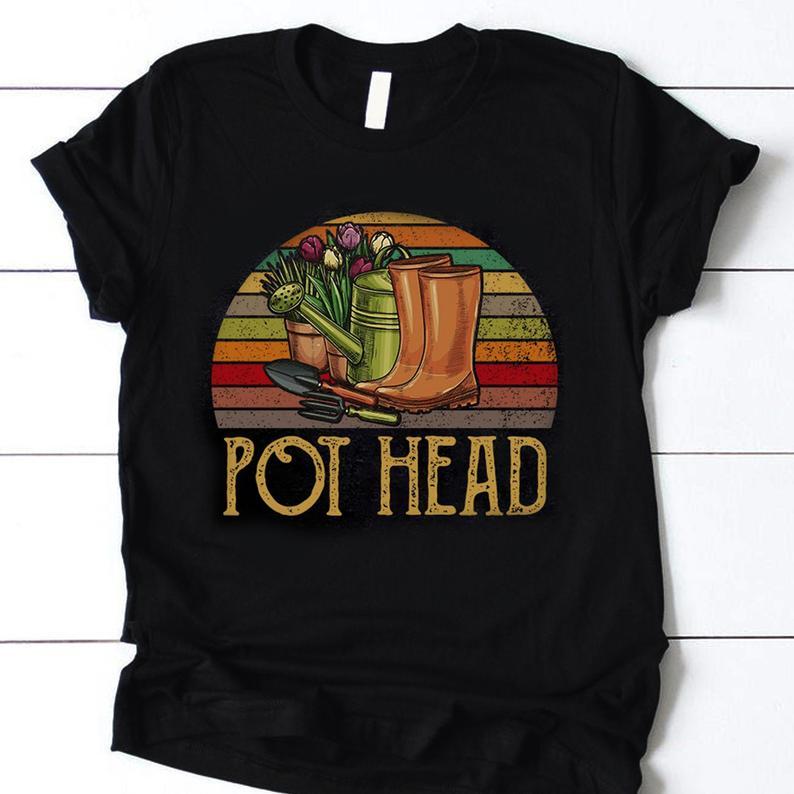 Retro Vintage Sun Pot Head Gardening T Shirt Gift For Gardener Standard/Premium T-Shirt Hoodie