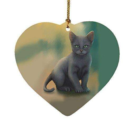 Russian Blue Kitten Cat Heart Christmas Ornament