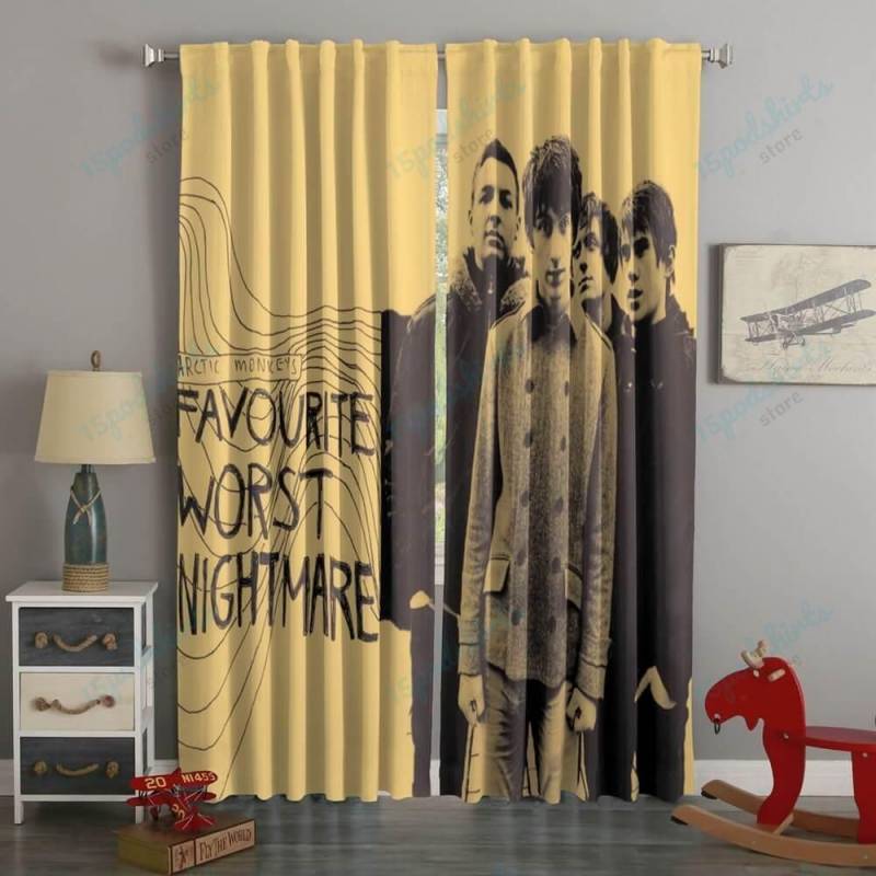 3D Printed Arctic Monkeys Style Custom Living Room Curtains