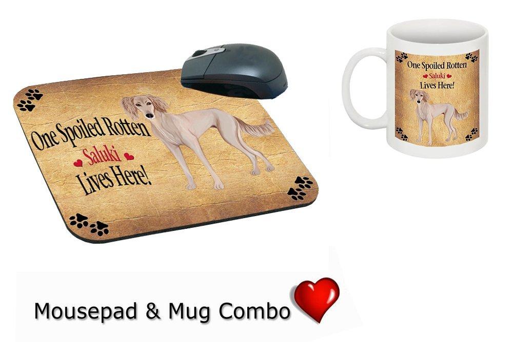 Saluki Puppy Spoiled Rotten Dog Mug & Mousepad Combo Gift Set