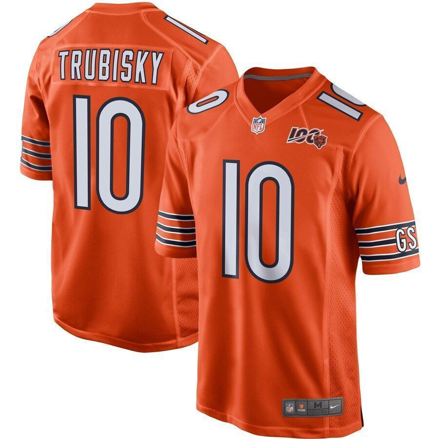 Mitchell Trubisky Chicago Bears 100Th Season Game Orange 3D Jersey