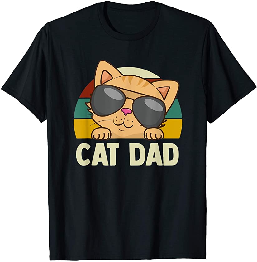 Mens Cat Dad Kitten Lover Retro Mens Fathers Day Gift-Idea T-Shirt