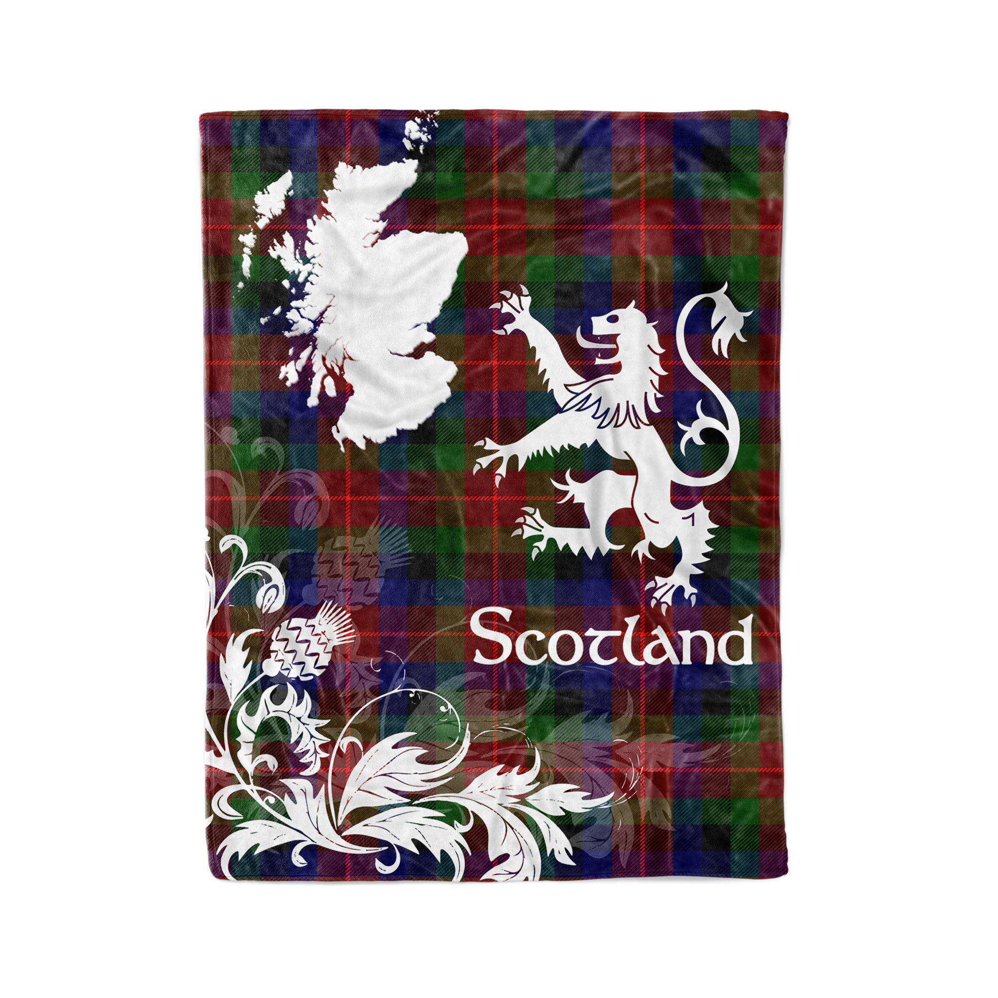 Tartan Plaid Fleece Blanket Tartan Blanket Thistle And Lion Scottish Clan Tennant Plaid Blanket