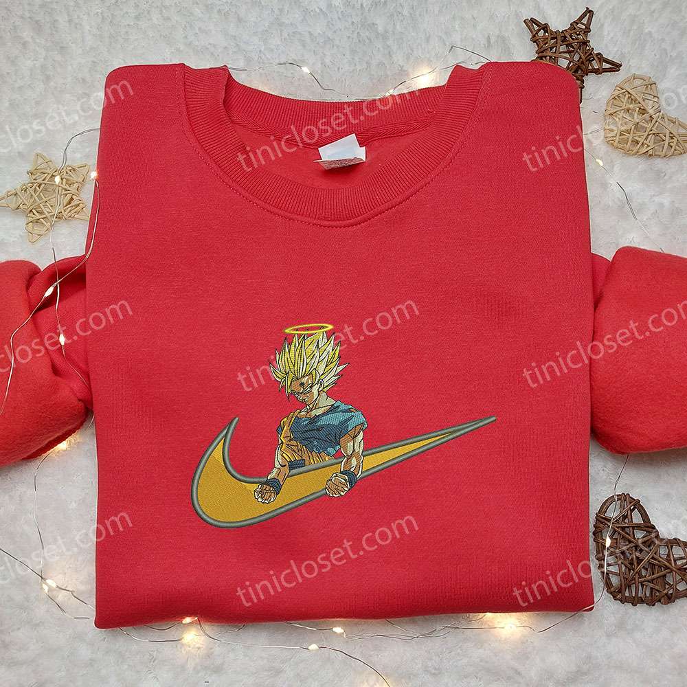 Vegetto Super Saiyan 2 x Nike Swoosh Embroidered Sweatshirt, Dragon Ball Embroidered Shirt, Nike Inspired Embroidered Shirt – Small Gifts Great Love