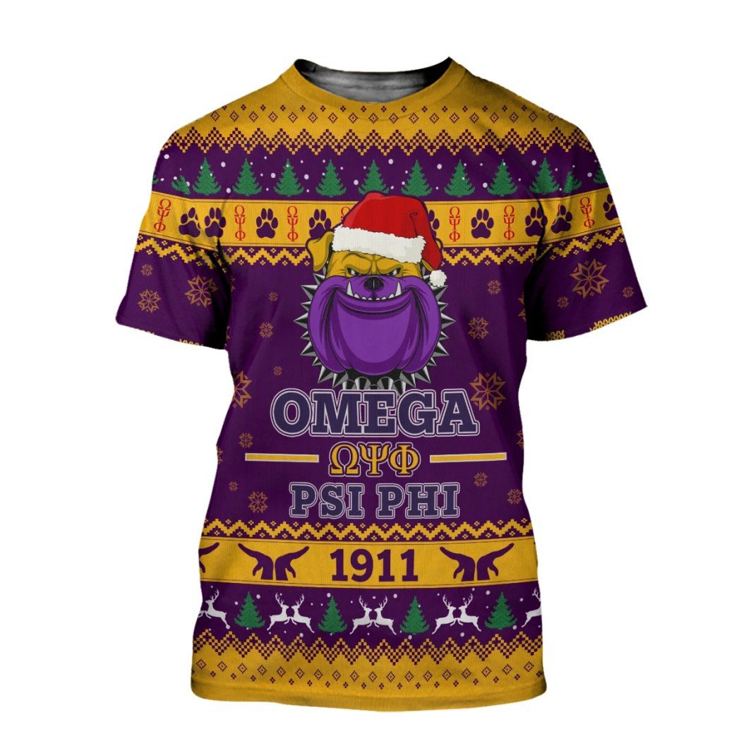 Fraternity Tshirt – Omega Psi Phi Bulldog Christmas Tshirt