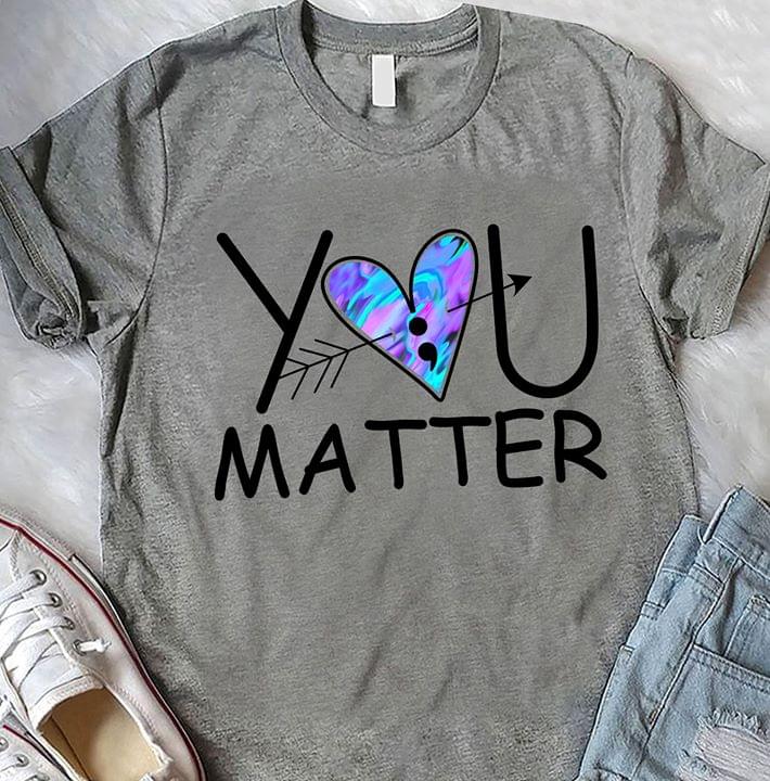 Love Yourself You Matter Semicolon In Heart Standard Women’s T-shirt