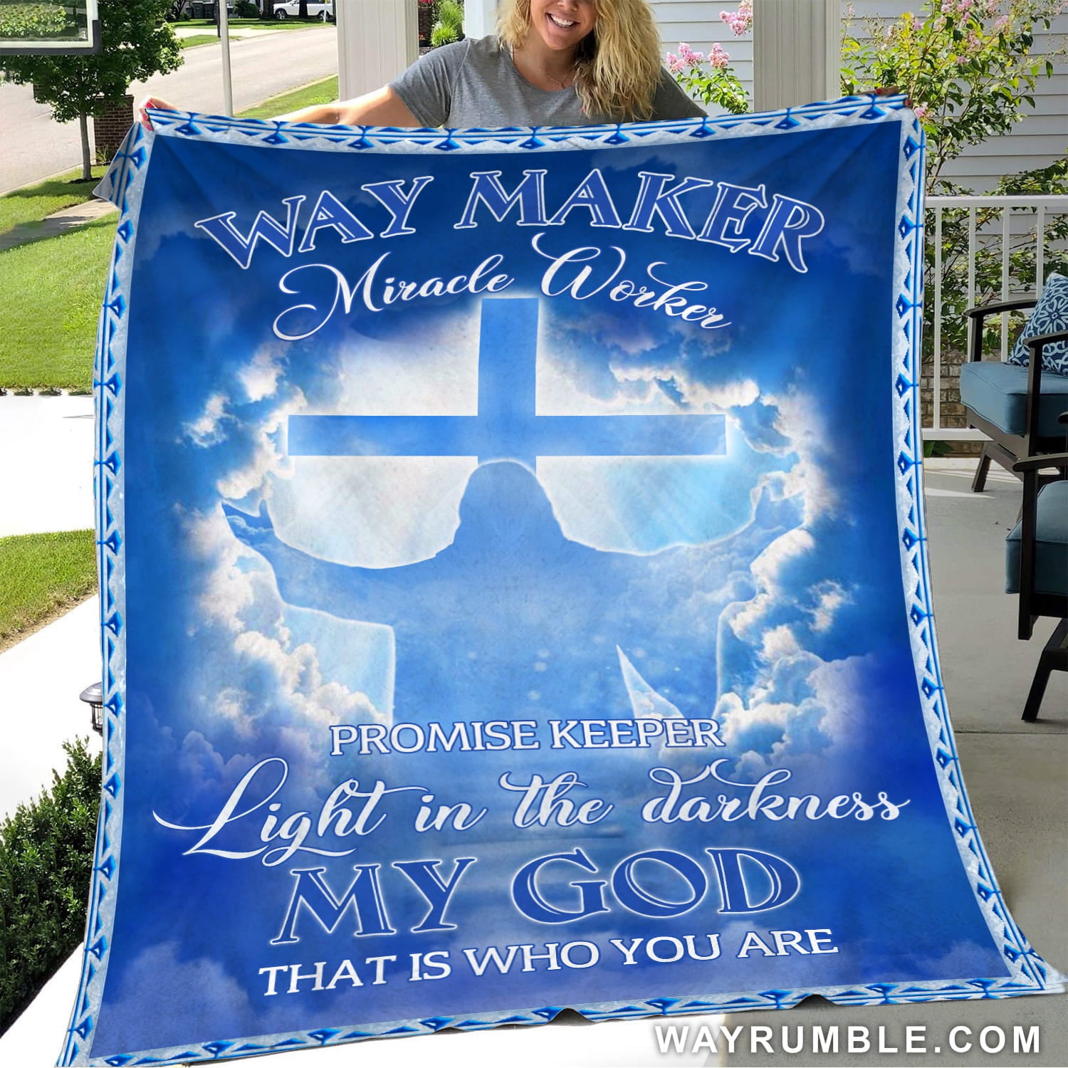 Jesus With Open Arms On The Sky – Way Maker, Miracle Worker – Blanket
