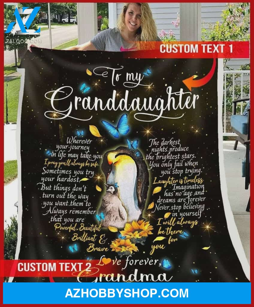 To My Granddaughter Penguin Fleece Blanket From Grandma I Will Always Be There