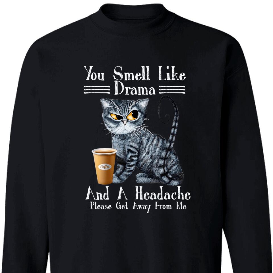 You Smell Like Drama – And A Headache Cat Lover Sweatshirt – Trending Personalized