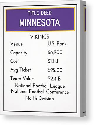 My Minnesota Vikings Monopoly Card Joe Hamilton Canvas Print