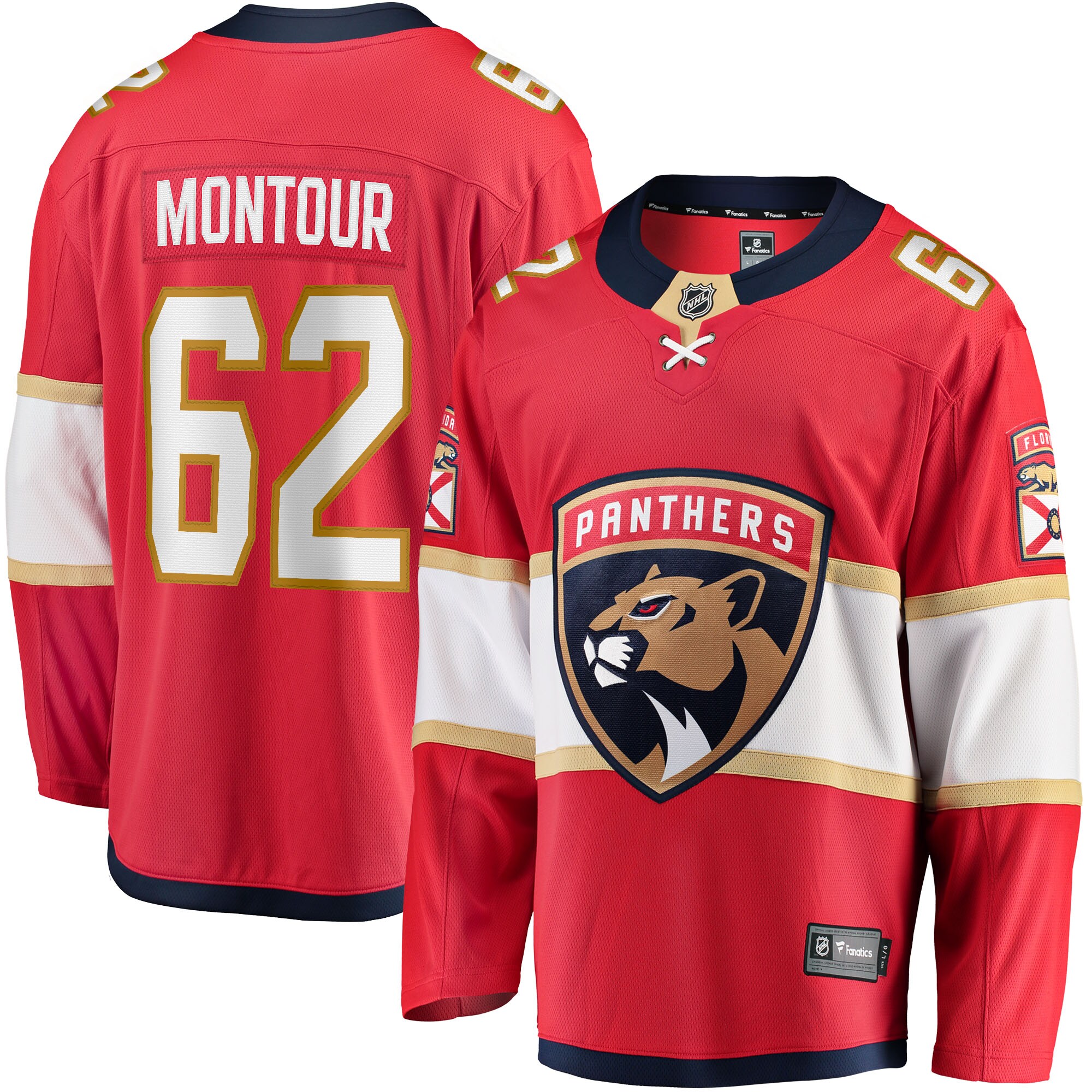 Men's Florida Panthers Brandon Montour Red Home Breakaway Player Jersey