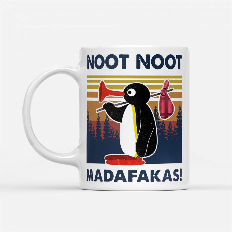 Retro Penguin Noot Noot Madafakas Vintage – White Mug