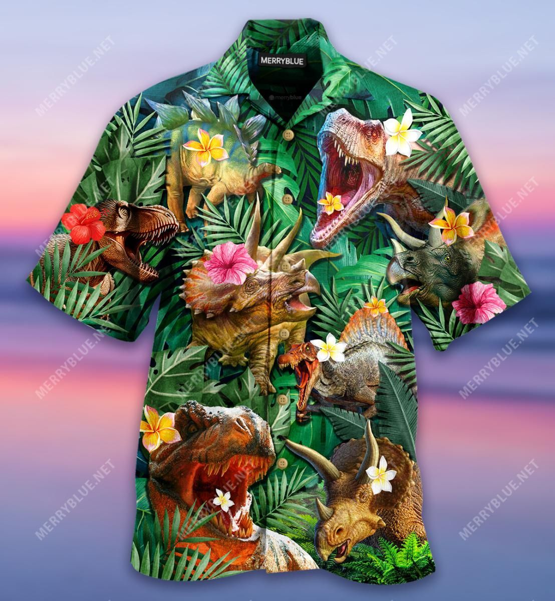 Aloha Dinosaur Aloha Hawaiian Shirt Colorful Short Sleeve Summer Beach Casual Shirt For Men And Women