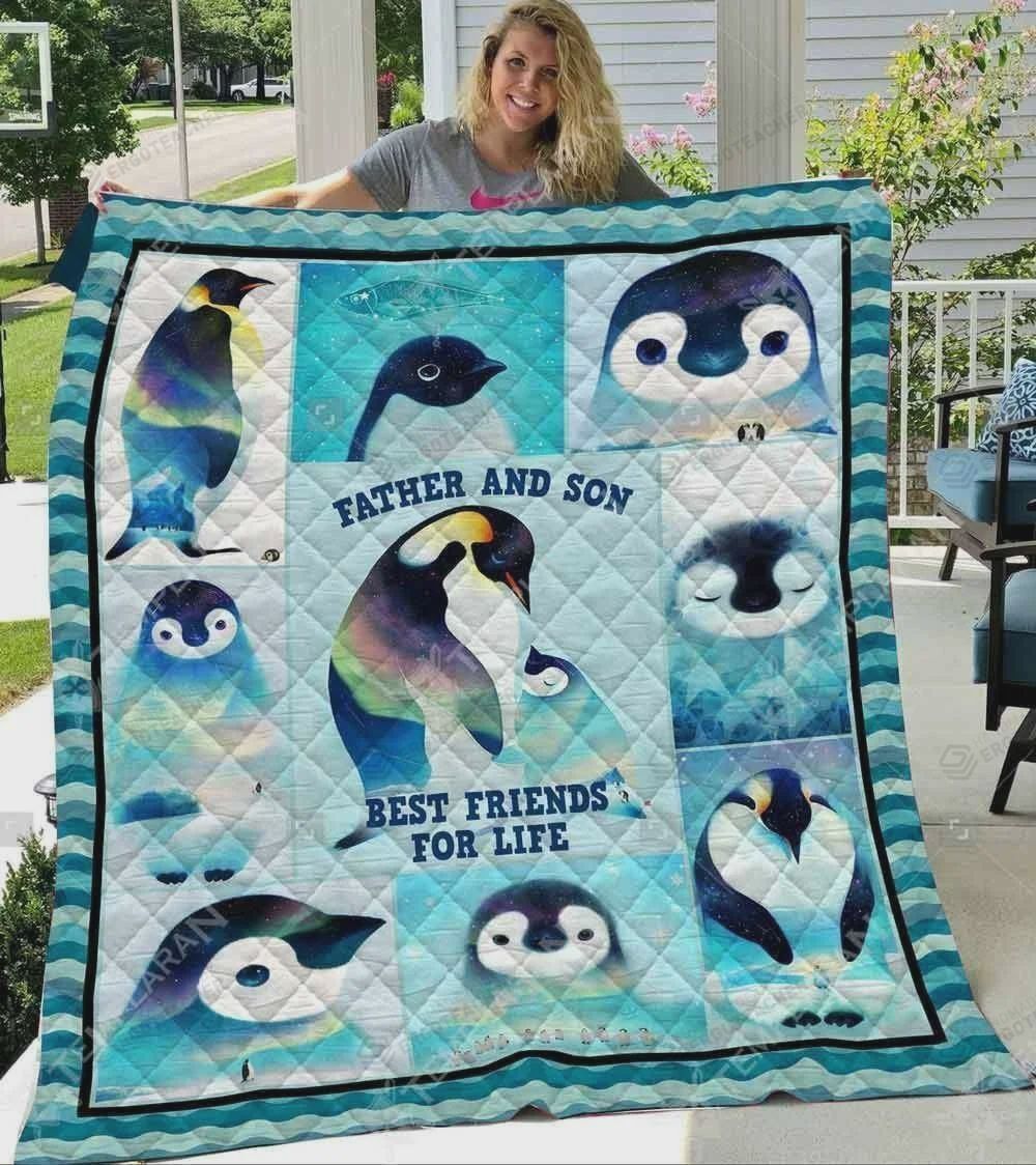 Penguin Father And Son Best Friend For Life Quilt Blanket Great Customized Blanket Gifts For Birthday Christmas Thanksgiving