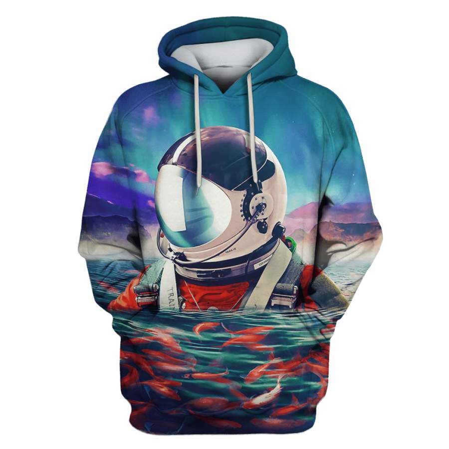 Astronaut with fishes Custom T-shirt – Hoodies Apparel