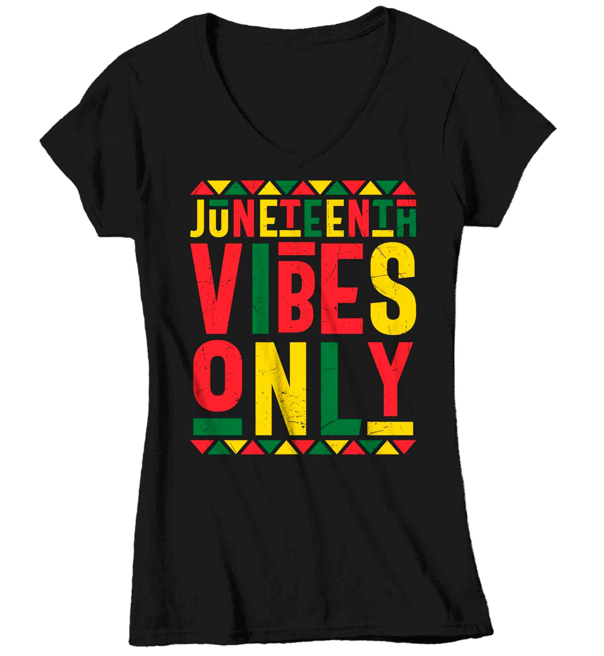 Women’S V-Neck Juneteenth Shirt Vibes Only T Shirt Black History Tee African Chains American Slavery 1865 Emancipation Day Tshirt Ladies Woman