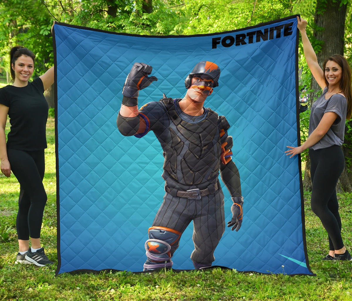 Fortnite Game Premium Quilt – Slugger Baseball Skin Outfit Blue Quilt Blanket