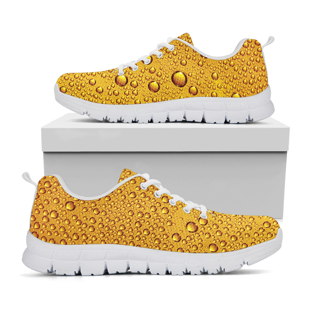 Water Drops On Beer Print White Sneakers