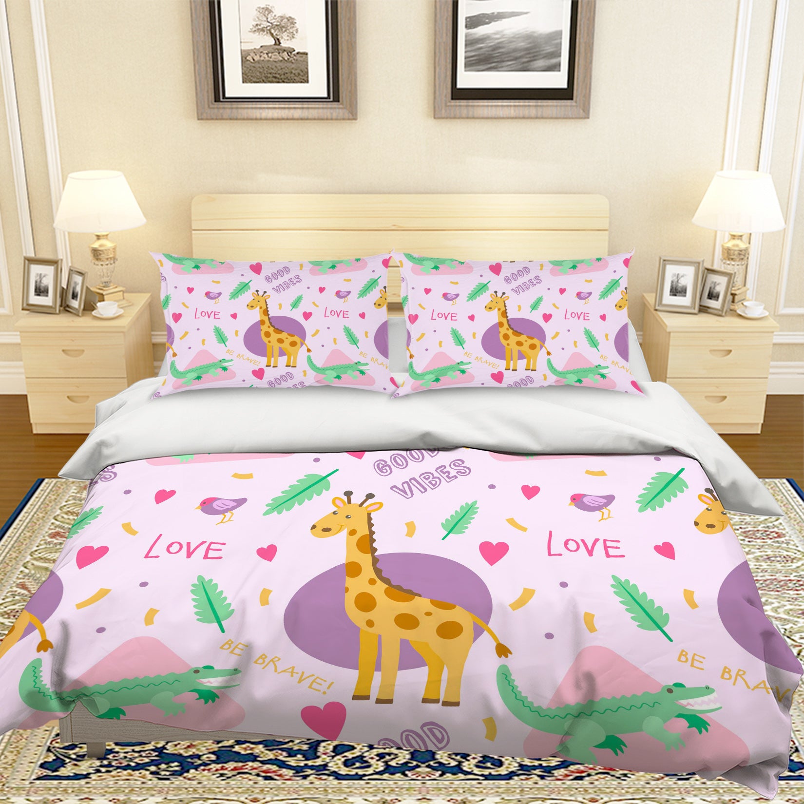 3D Cartoon Animal Pink Quilt Cover Set Bedding Set Pillowcases 10