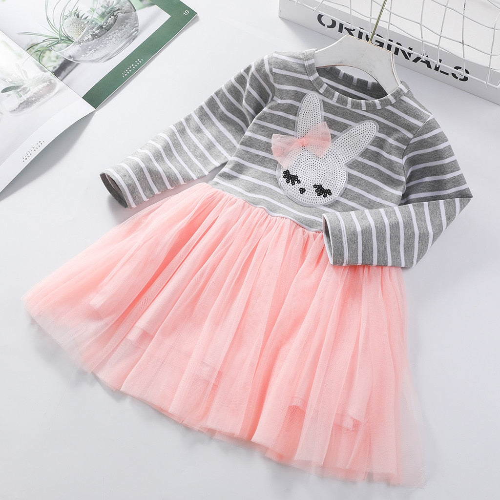 Toddler Girls Dress Long Sleeve Cute Animal Knitted Dress