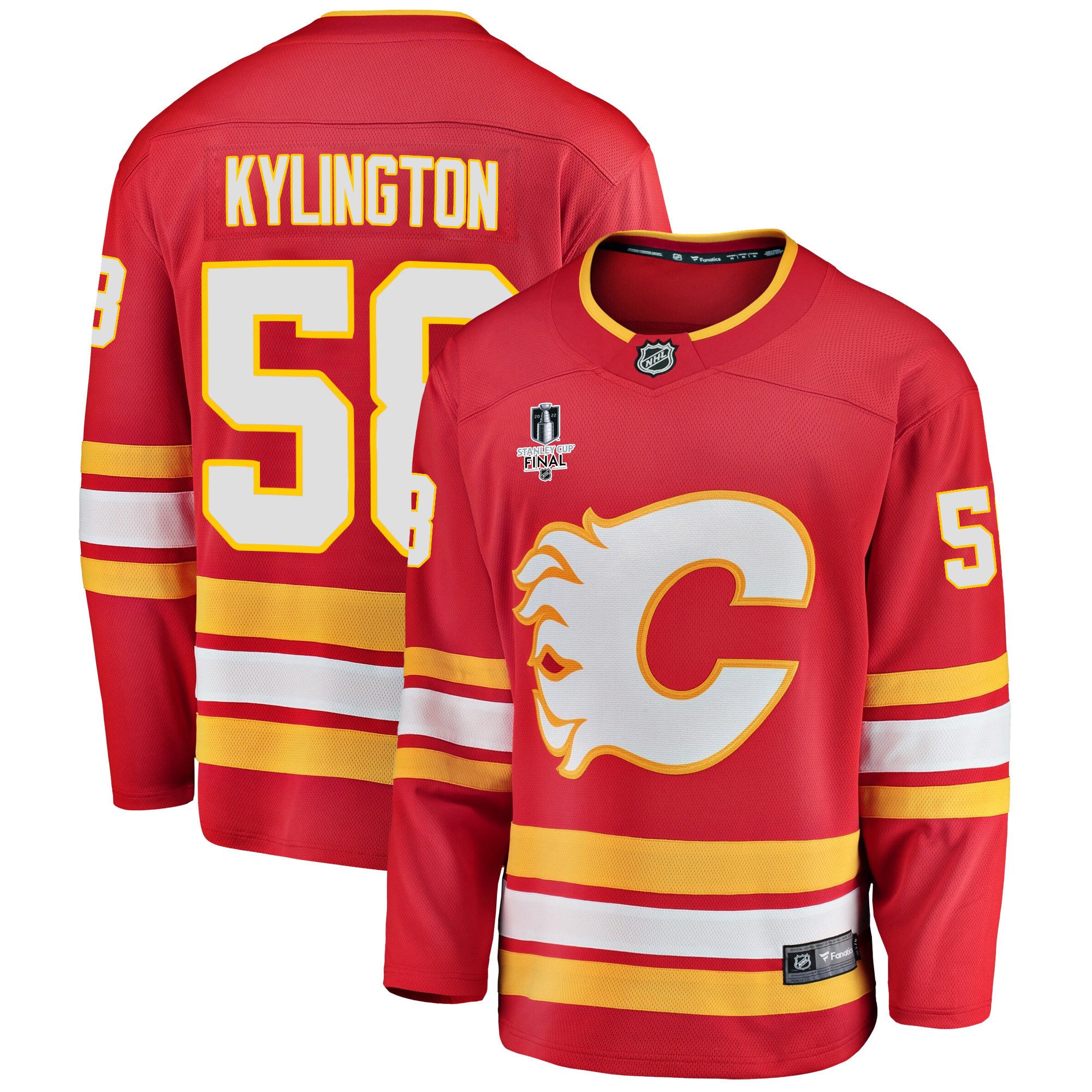 Calgary Flames Oliver Kylington 58 Home 2022 Stanley Cup Final Breakaway Men Jersey – Red