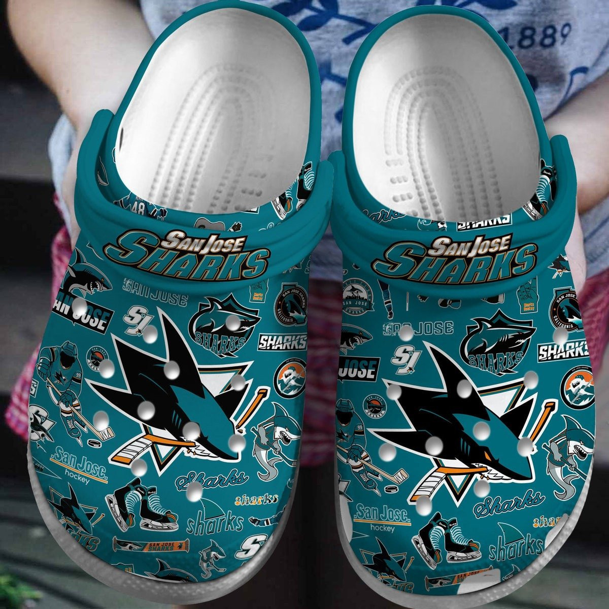 San Jose Sharks NHL Sport Crocss Crocband Clogs Shoes Comfortable For Men Women and Kids