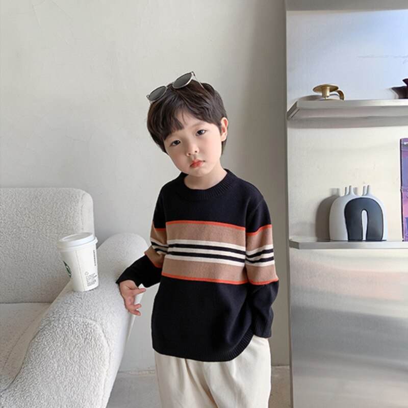 Boys Sweater Kids Outwear Tops 2021 Elegant Fleece Thicken Warm Winter Autumn Knitting Pullover Children Clothing alx