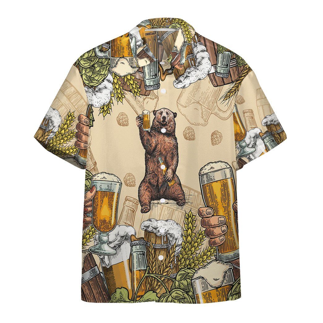 Gearhumans Bear And Beer Custom Hawaiian Shirt Ha97204