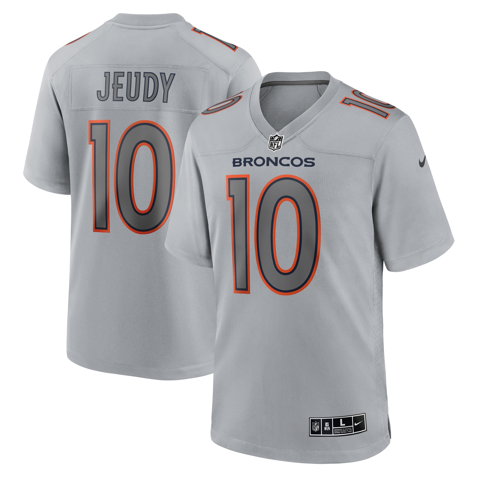 Men’s Denver Broncos Jerry Jeudy Gray Atmosphere Fashion Game Jersey