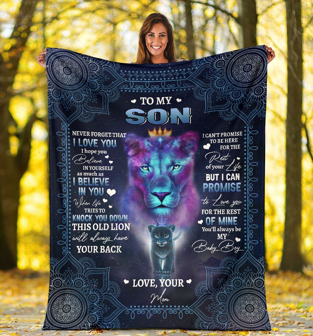 Personalized To My Son Lion Mandala Blanket To My Son Never Forget That I Love You Blanket Gift For Son