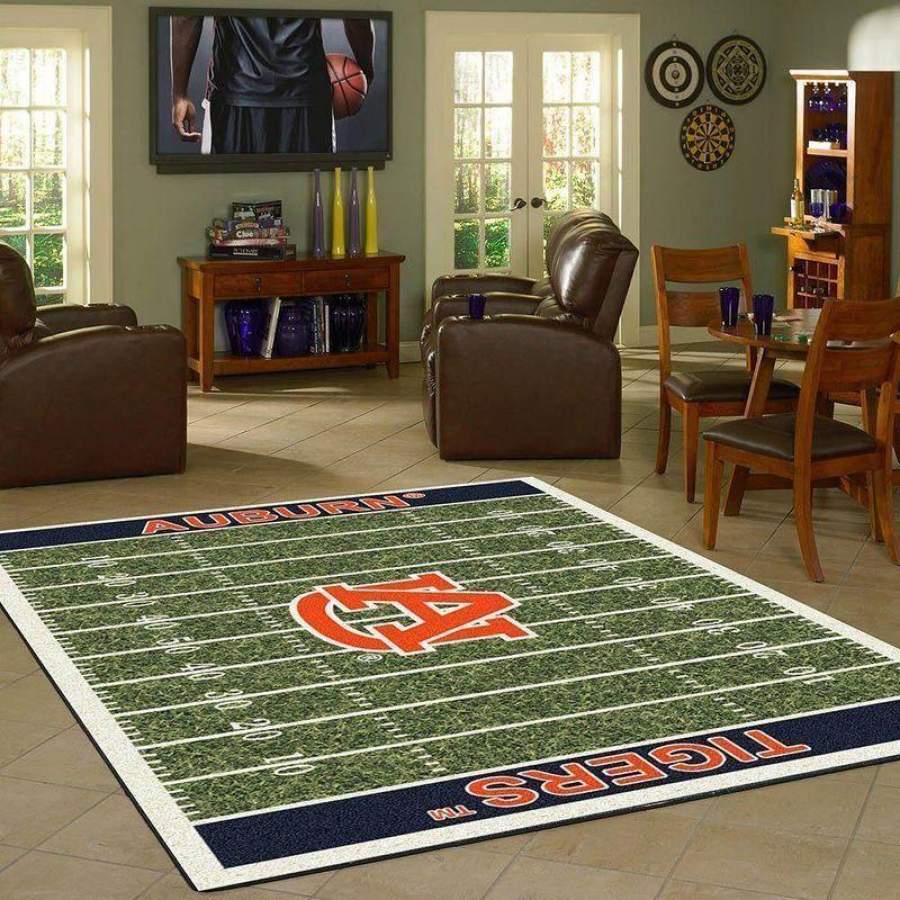 Auburn Tigers Home Field Area Rug, Football Team Logo Carpet, Living Room Rugs Floor Decor F102154