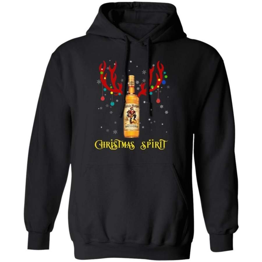 Christmas Hoodie Captain Morgan Christmas Spirit Rum Reindeer Xmas Shirt HA11