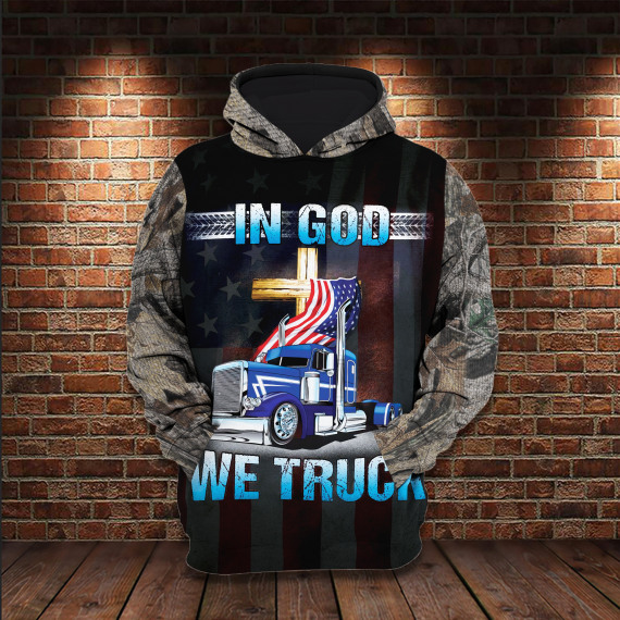 In God We Truck Gift For Truck Lovers Us Unisex Size Hoodie