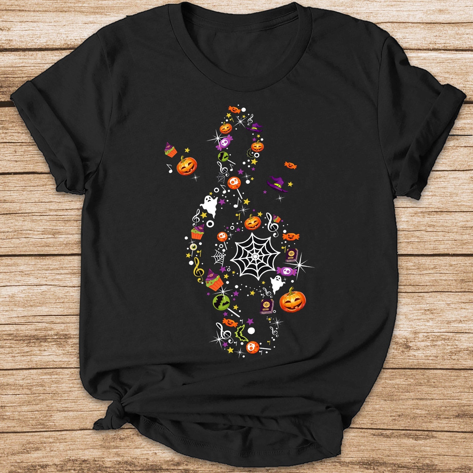 Halloween Music Note Clef Pumpkin Boo Witch Funny Instrument Halloween T-Shirt