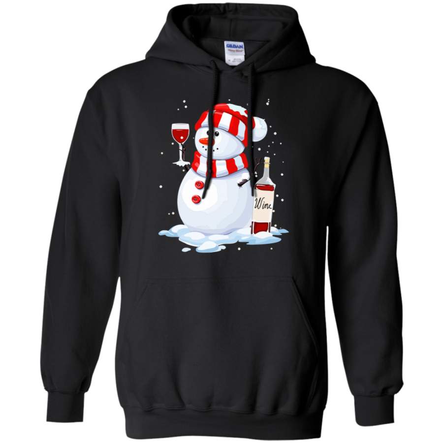 Cute Snowman drink Red Wine Christmas Hoodie