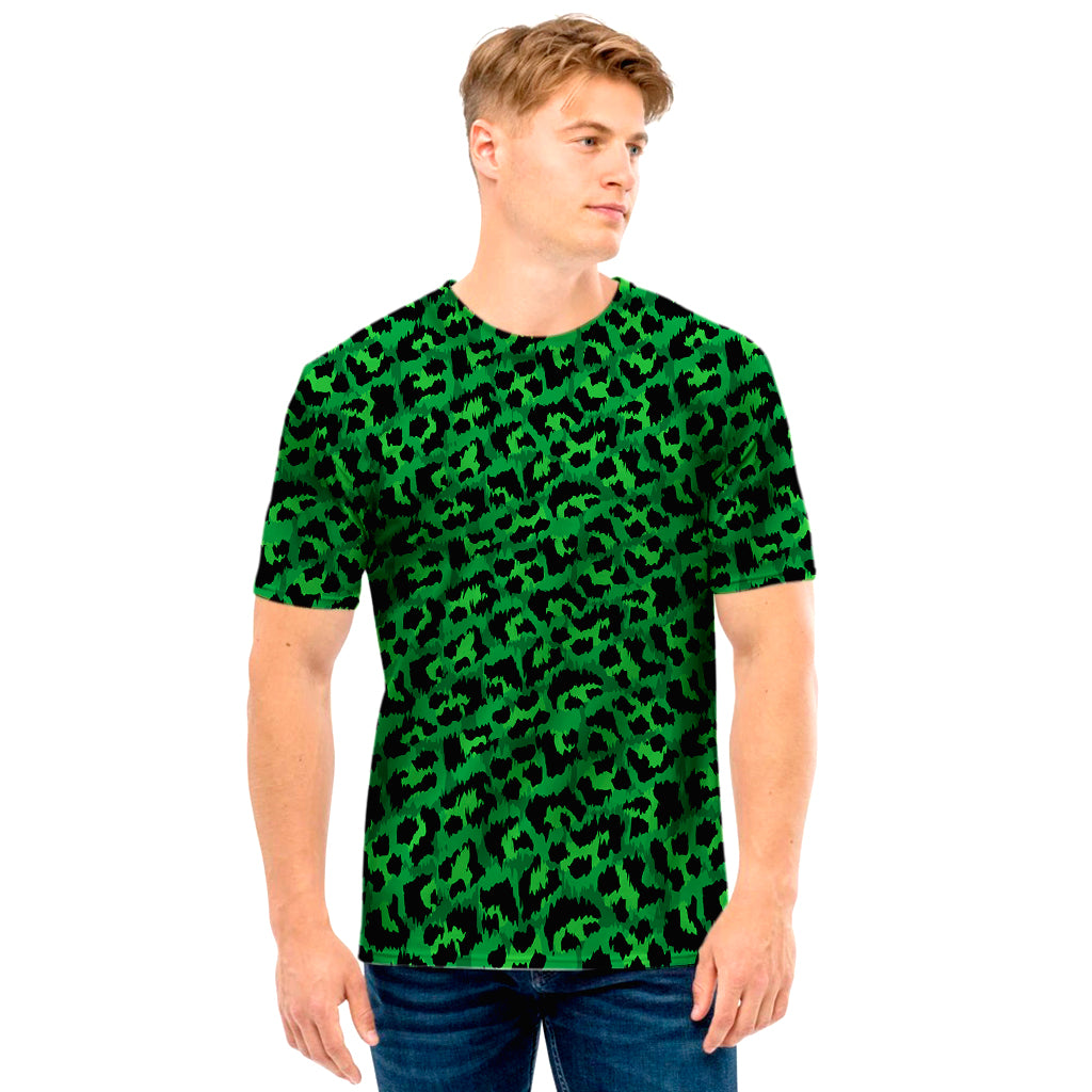 Green Leopard Print Men’S T-Shirt