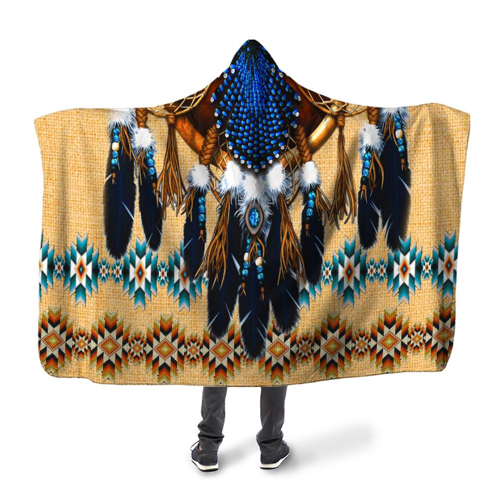 Native American –  Turquoise Beads Hooded Blanket