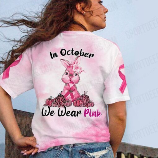 Rabbit In October We Wear Pink All-Over Print T-Shirt Sweatshirt