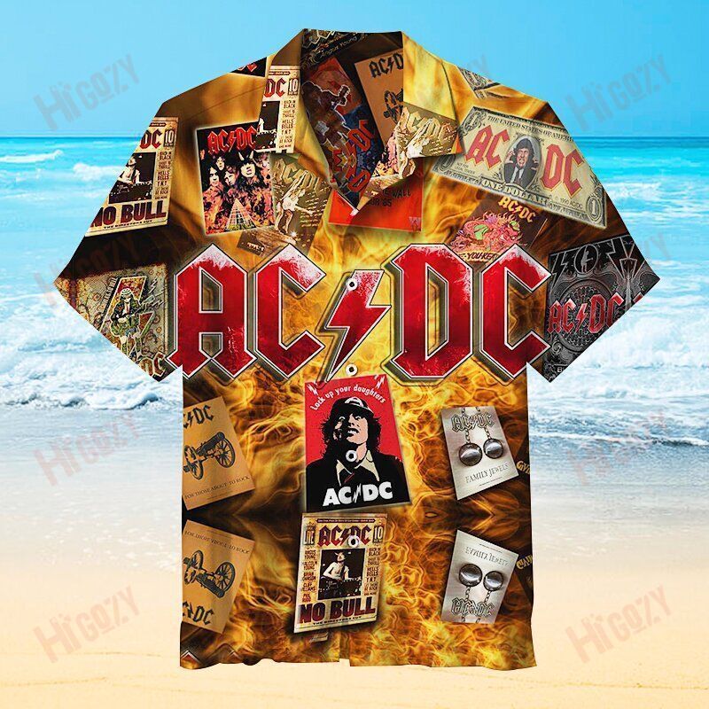 Acdc Rock Band 2 For Man And Woman Print Short Sleeve Hawaii Shirt Ha92212